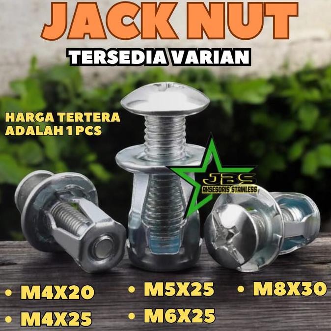 =====] JACK NUT METAL - RIVET NUT M8X30 PLAT METAL MUR BAUT SEKRUP FISHER M8 SKRUP FISER