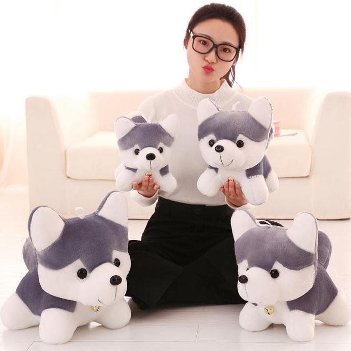 Boneka Husky Anjing Serigala Imut Kristal Super Lembut Kado Pacar Anak