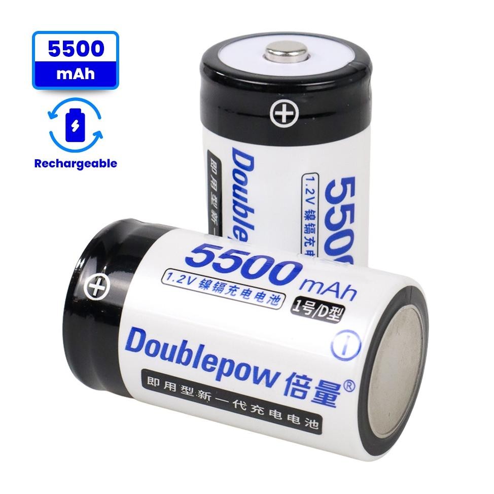Murah Baterai Cas D Rechargeable 1.2V 5500Mah Doublepow Original