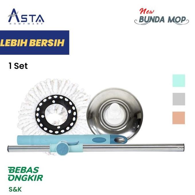 TERMURAH - Asta Tongkat Pel Mop Set Kepala Pel Spin Mop Gagang Pel set Kain Pel