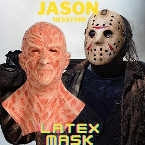 >>>>>] Topeng Jason Freddy Krueger Latex Mask Costumes Adult Party Costume Halloween