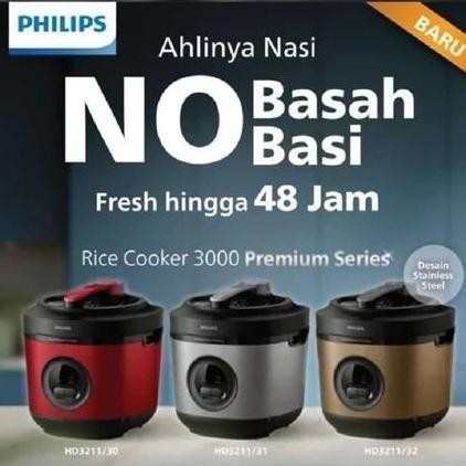 TERMURAH - Philips HD2 Rice Cooker Stainless Steel .8 Liter HD 2 - Magic Com in Bakuhanseki Coating