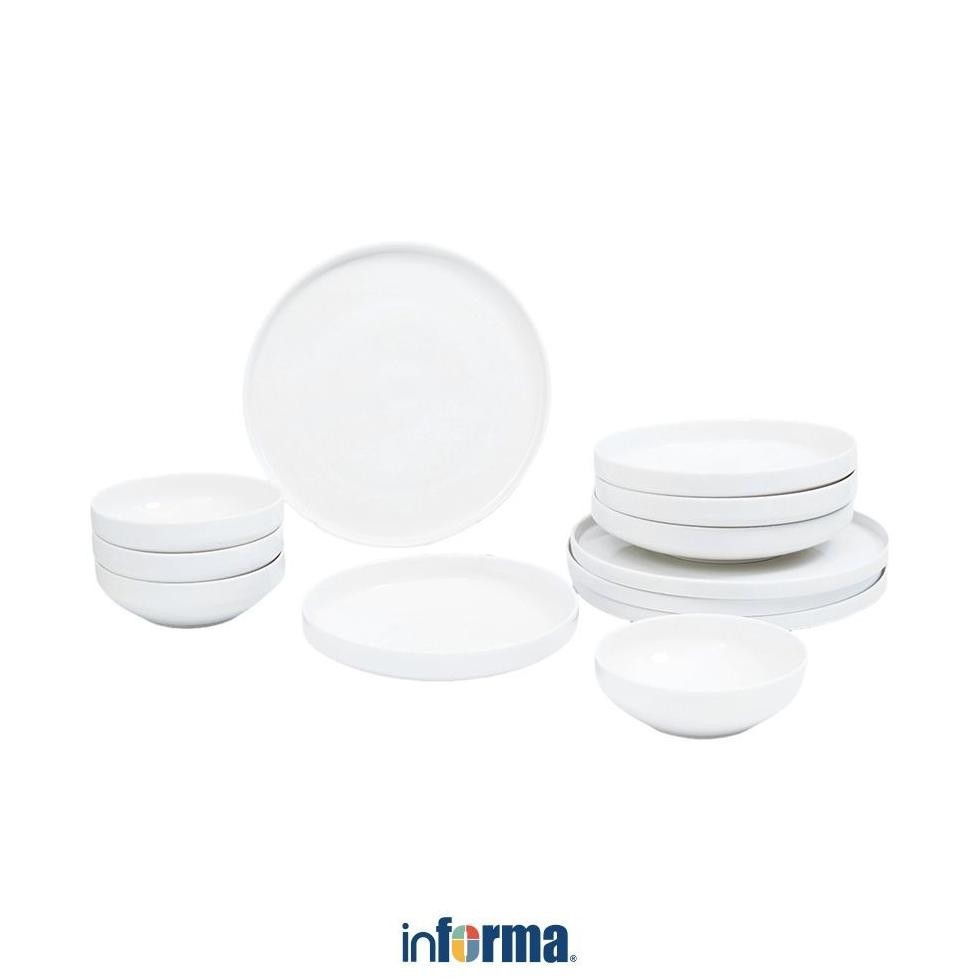 Informa Appetite Gorin Set 12 Pcs Perlengkapan Makan - Putih Dinner Set Plate Aesthetic Eating Utens