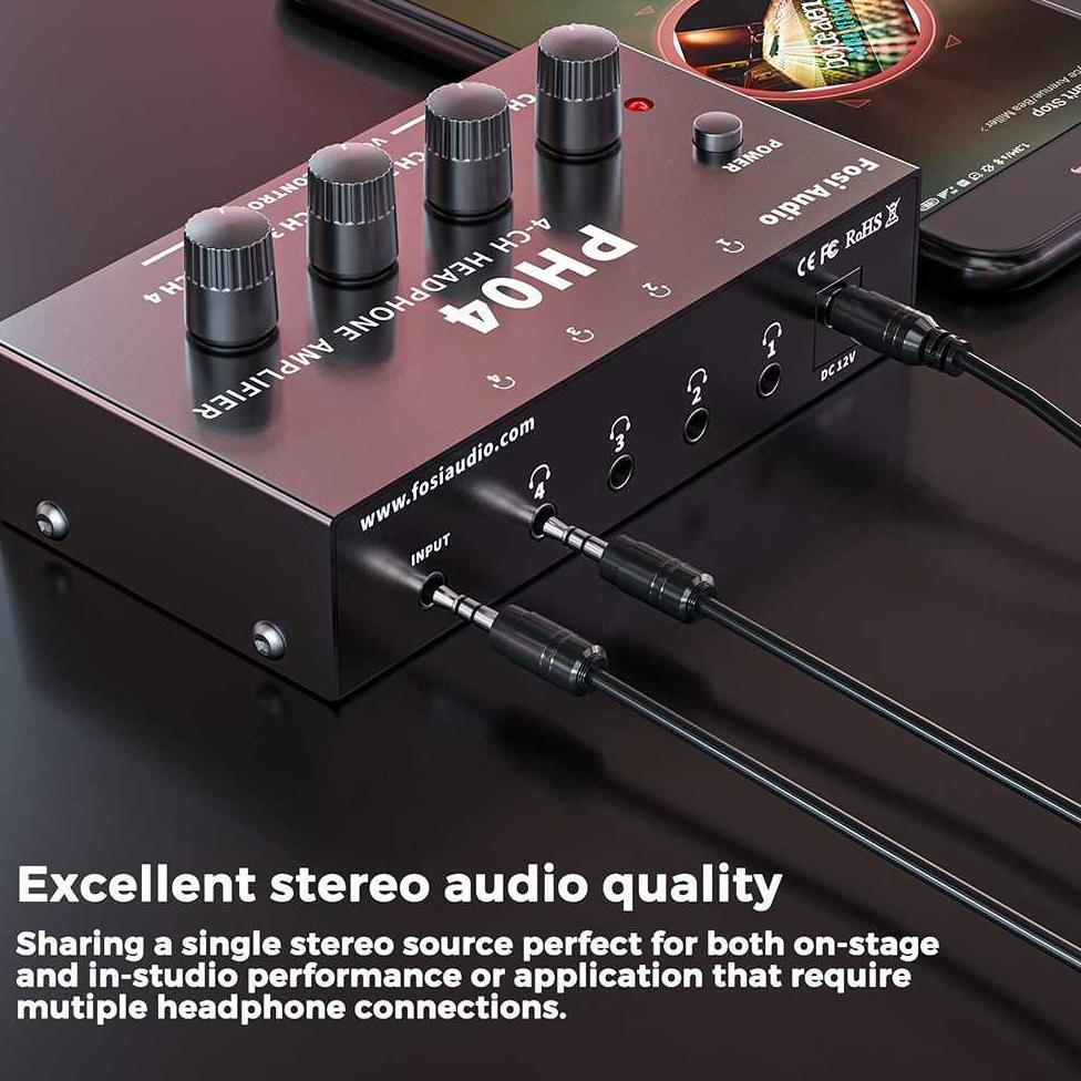 Fosi Audio Headphone Amplifier 4 Channel Audio Splitter - PH04