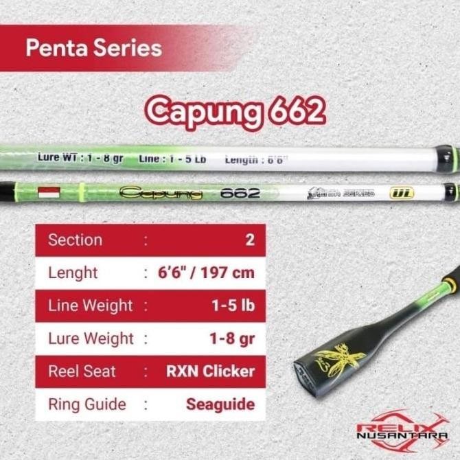 Joran RELIX NUSANTARA CAPUNG 1-5 lbs 662 UL / 198 ultralight 662UL Original