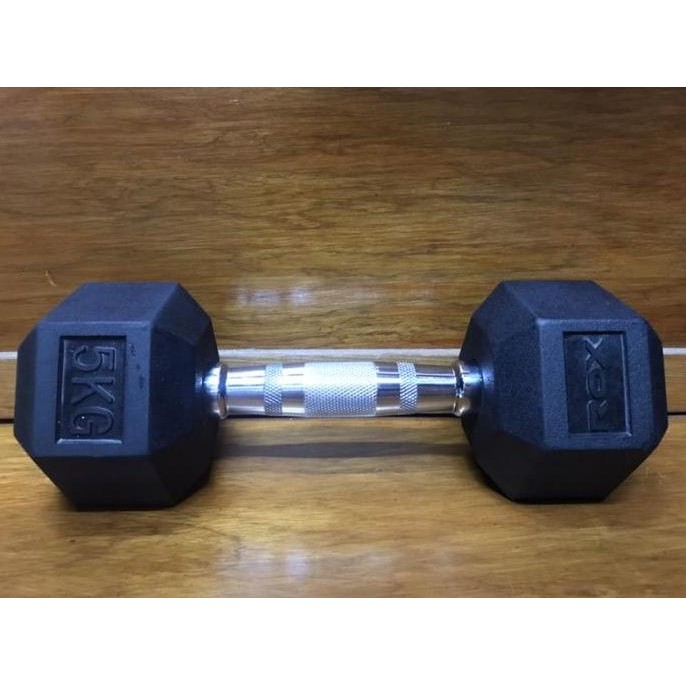 Dumbell Dumble Barbel Rox Rubber Hexagonal 5 Kg