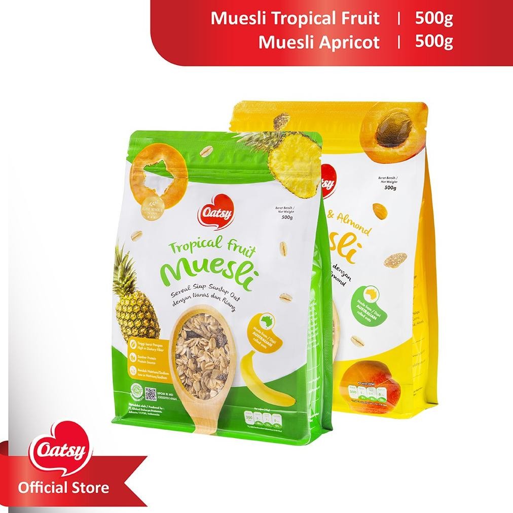 

OATSY Special Mix Pack (OATSY Muesli Apricot Sultana Almond 500g & OATSY Muesli Tropical Fruit 500g)