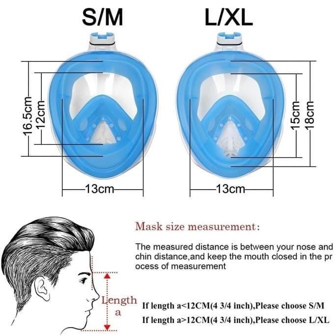 Masker Selam Snorkel Full Face / Snorkeling Full Face / Diving Mask