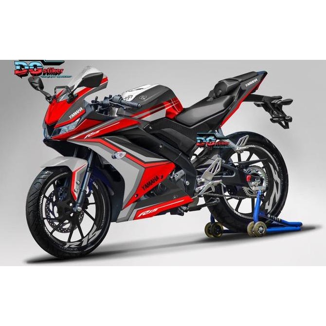 Decal stiker yamaha r15 V3 Hitam merah Line art Original