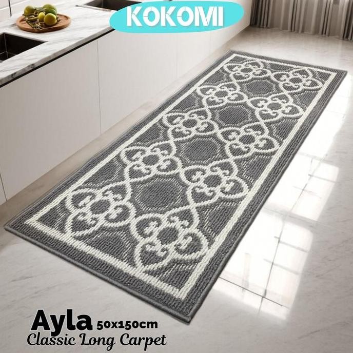 KOKOMI Keset Premium Panjang Ayla 50x150cm Design Klasik Karpet Panjang Rumah Keset Dapur Anti Slip 