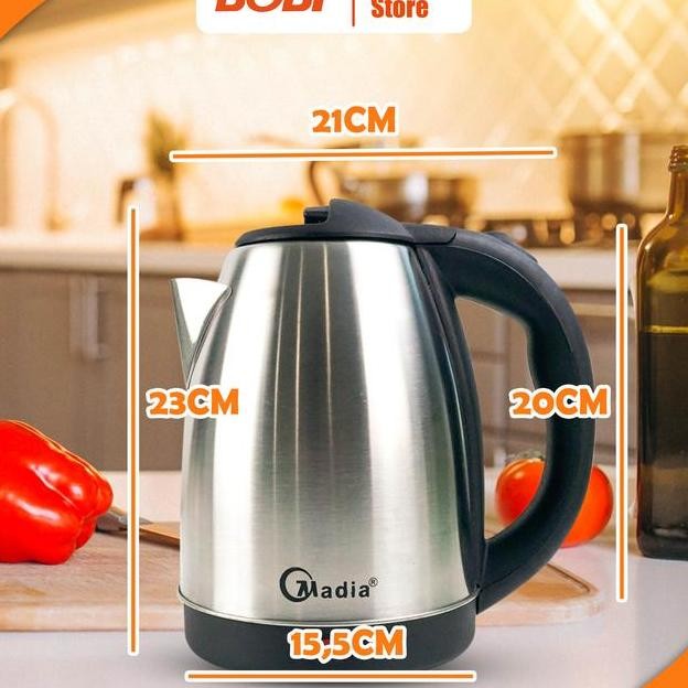 Teko Listrik Kettle Pemanas Air Panas Stainless 2 Liter Electric Elektrik Termos Kabel Wadah