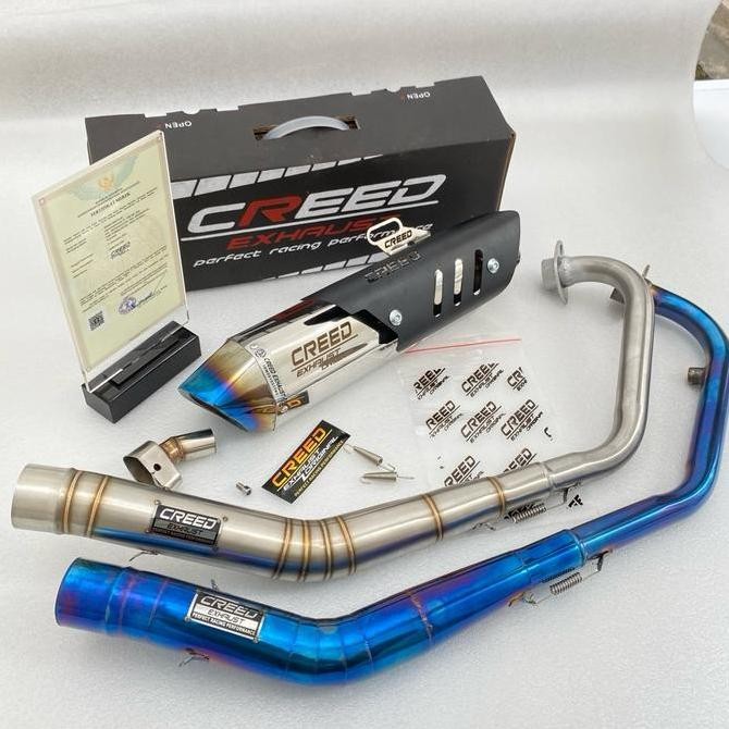 Knalpot Racing ORIGINAL AKR TAMENG CREED Bass Adem Sarangan Full Bahan STAINLESS Untuk Motor Vixion 
