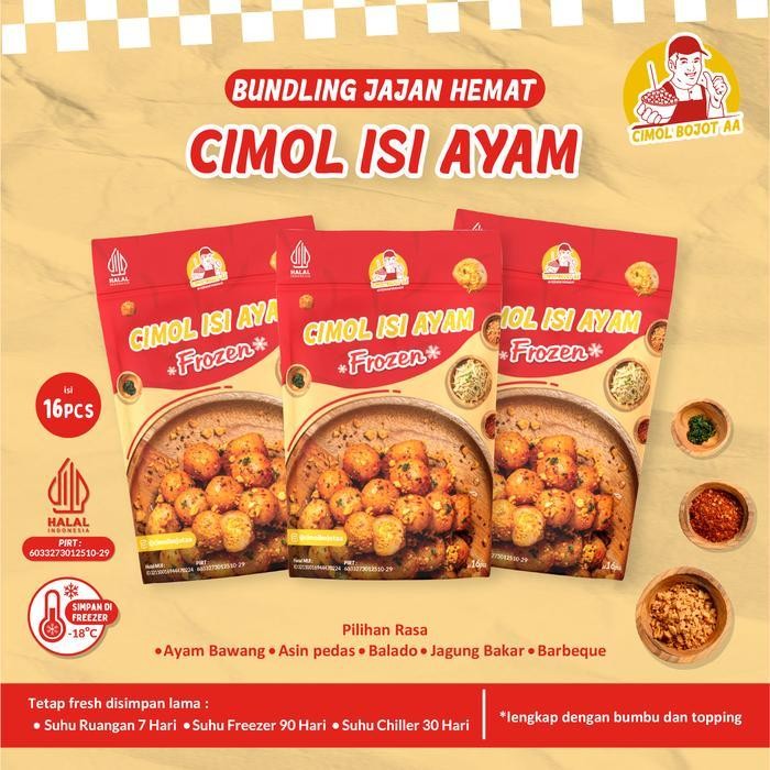 

LS Jajan Hemat 3 Cimol Bojot AA Isi Ayam Daun Jeruk Frozen Food Instant