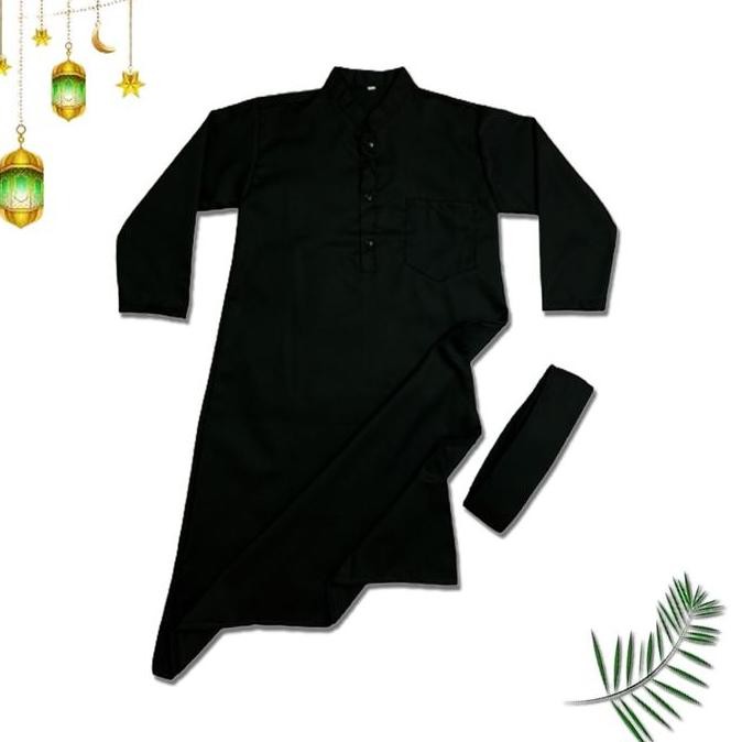 DB123 }} Jubah Muslim Anak Laki-laki lengan panjang Polos / pakaian Muslim Anak 1 - 12 tahun motif P