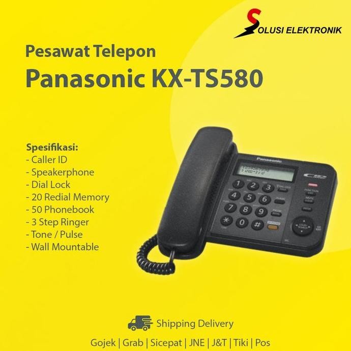 PROMO DISKON - Panasonic KX-TS80 Pesawat Telepon Kabel Rumah Kantor Indihome - Black