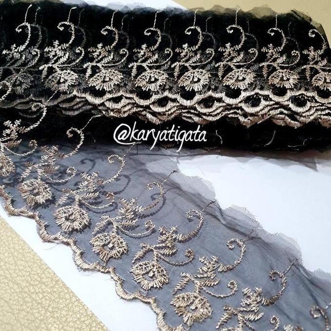 

Produk Unggulan] Renda Nilon Bordir Art 663 Hitam - Coklat Susu (15 yard)