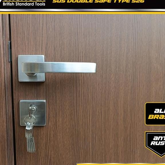Complete Handle Set Gagang Pintu S26 Kunci Double Safe Stainless 304