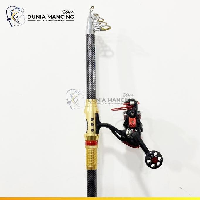 Paket 1 Set Joran Pancing Laut Antena Portable High Carbon Joran Laut Teleskopik dengan Reel Pancing