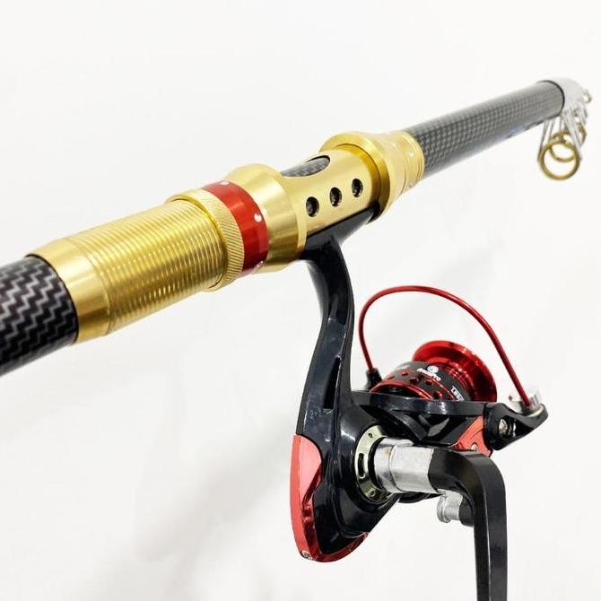 One Set Paket Joran Pancing Laut Antena Portable High Carbon Joran Laut Teleskopik dengan Reel Panci