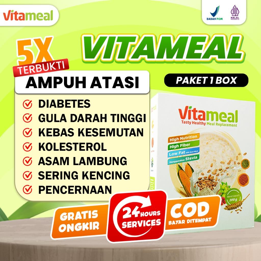 

STID AMPUH VITAMEAL Sereal Sehat Herbal Original Alami Turunkan Gula Darah Asam Lambung Pengganti Sarapan Mencegah Atasi Kolesterol Bantu Tanpa Efek Samping FITAMIL HERBAL