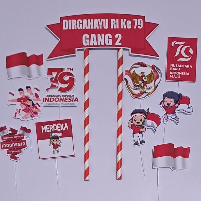 TOPPER CAKE - TUMPENGAN 17AN 17 AGUSTUS BISA CUSTOM NAMA