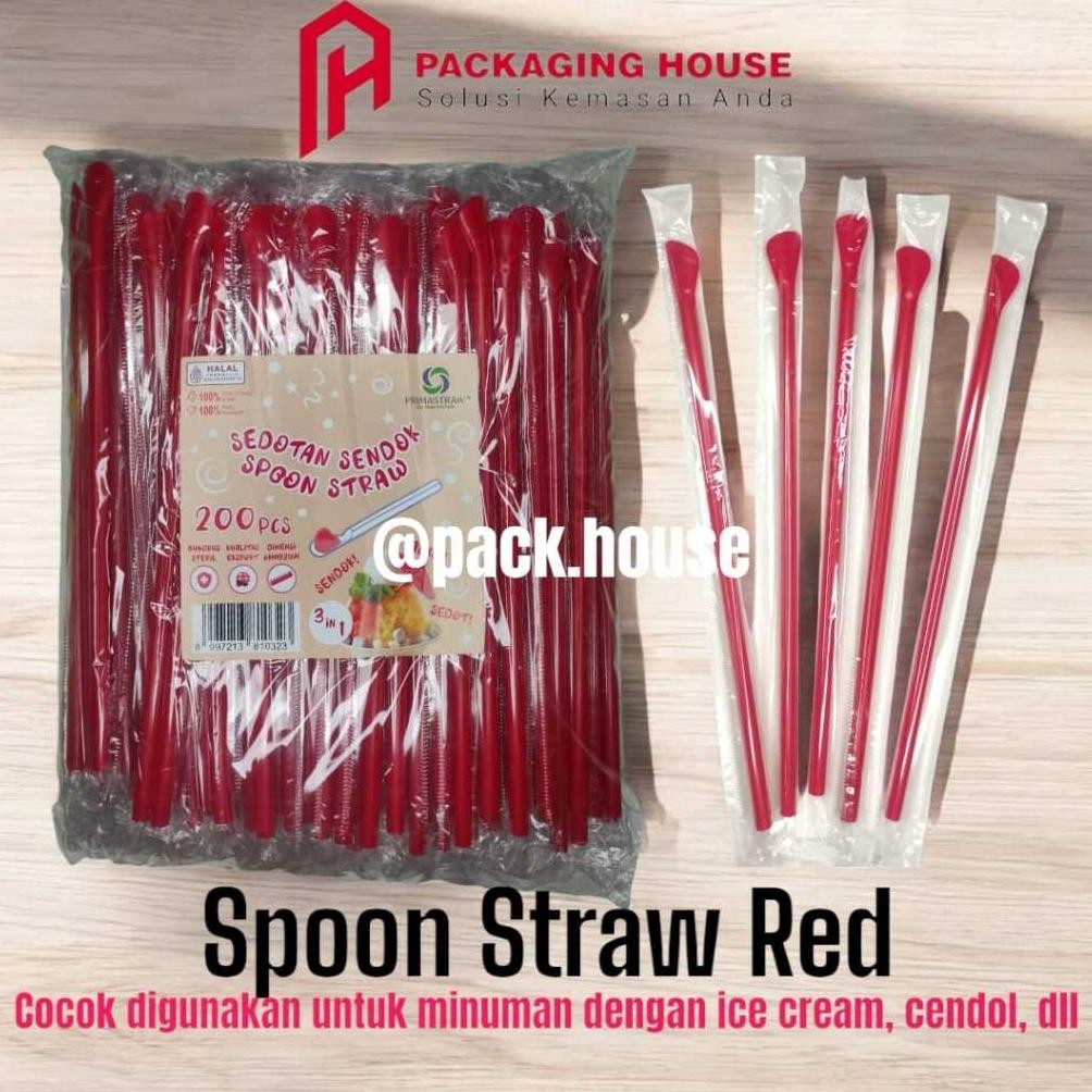 Bisa Cod [100&200 Pcs] Spoon Straw Steril | Sedotan Sendok L Sedotan Ujungnya Sendok ||