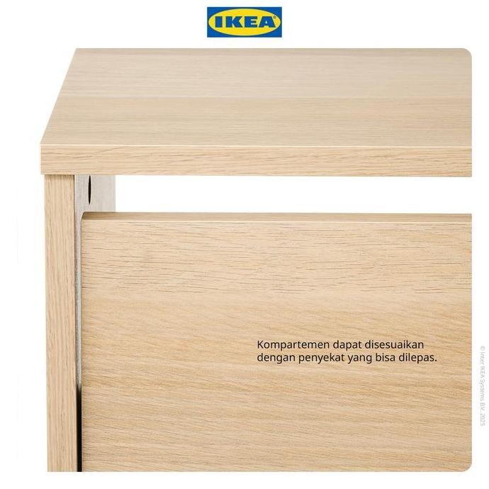 IKEA BISSA Rak Kabinet Sepatu Dengan 3 Kompartmen Efek Kayu Oak 49x28x135 cm   Furniture