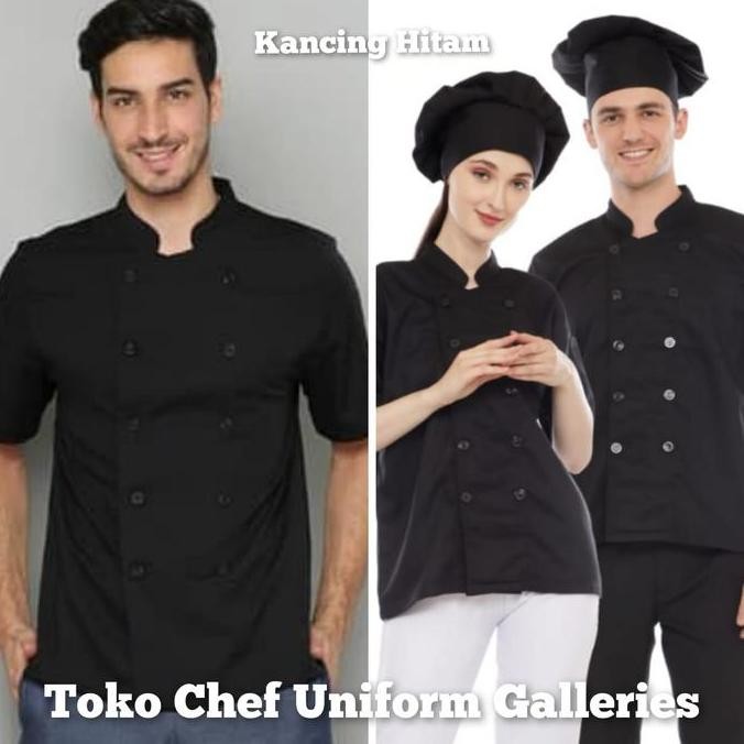 Baju Chef Kancing Hitam
