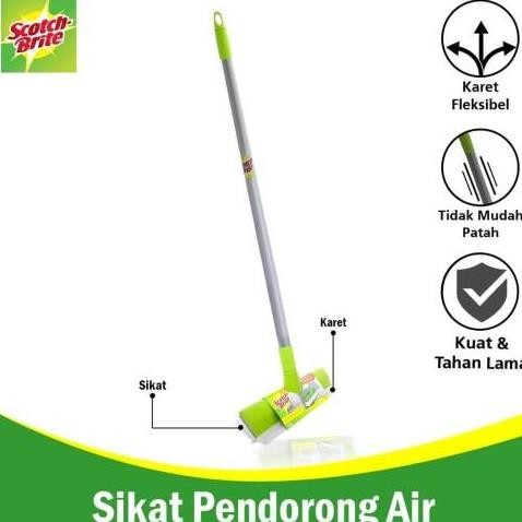 3M Scotch Brite Id-772 Id772 Sikat Lantai Pendorong Air Karet 2In1 Tongkat Gagang Panjang