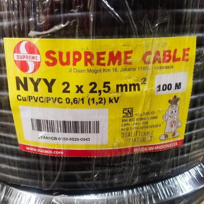 KABEL NYY 2X2.5 SUPREME 100 METER /KABEL KAWAT HITAM NYY 2X2,5 SUPREME