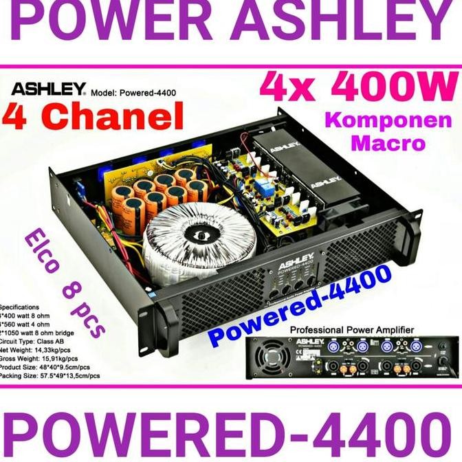 TERMURAH - Power Ampli Ashley Powered 4400 Original 4 Chanel 4x 400W 8ohm