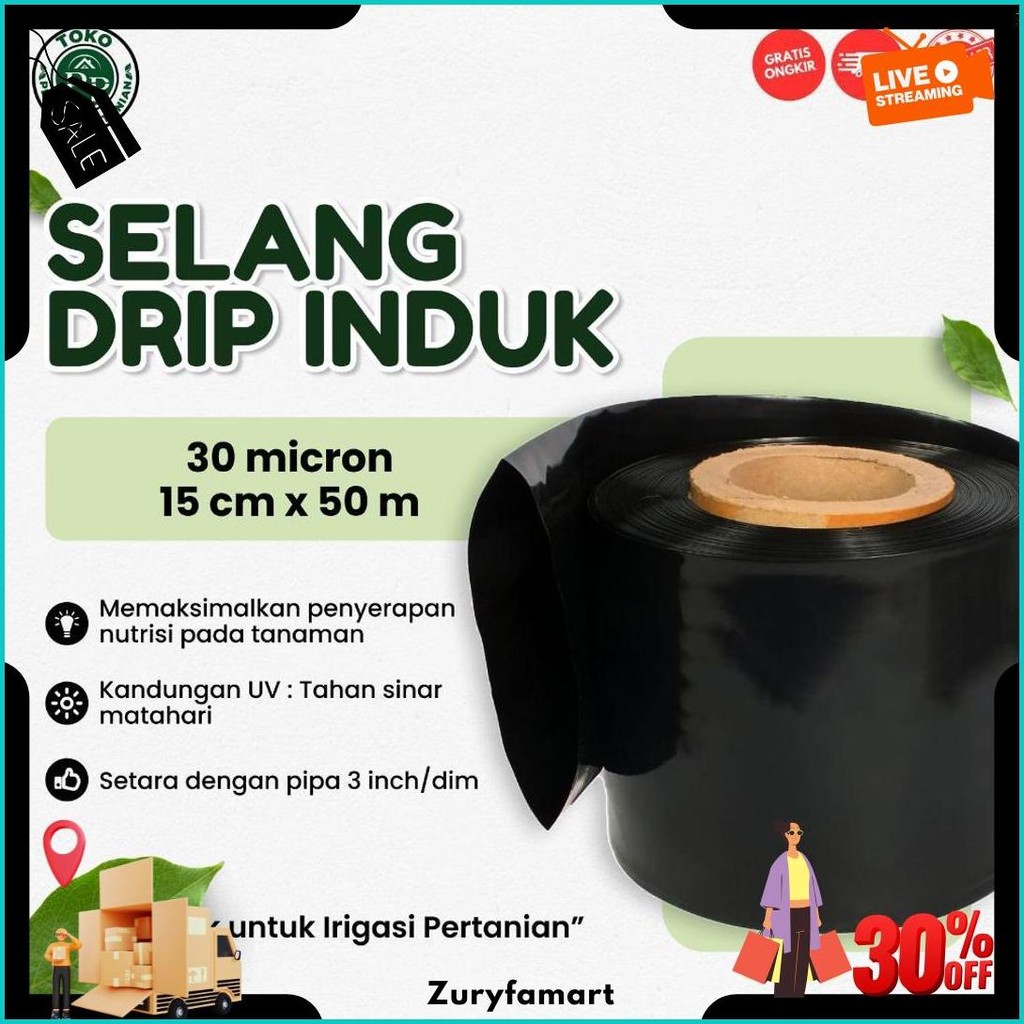 Selang Drip 30 Micron 3 Dim 50 Meter - Selang Irigasi 3 Inch Gratis Ongkir