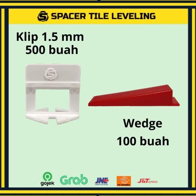 

'1.5mm' Tile Leveling 500pcs Clips +100pc Wedges