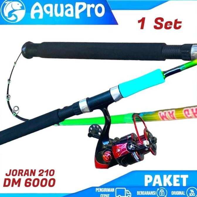 1 Set Paket Combo Joran Pancing AQUAPRO Max Drag 16Kg 150-210 cm Lengkap Roda Reel Pancing Spinning 