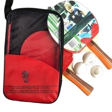 Paket Isi 2 Bet Bat Bed Pingpong Tenis Meja (Bet Tas Bola) Btf Tas Merah