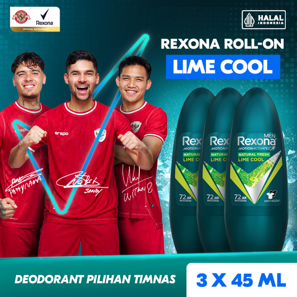 Rexona Men Roll On Natural Fresh Lime Cool 45ml Triplepack (x3)