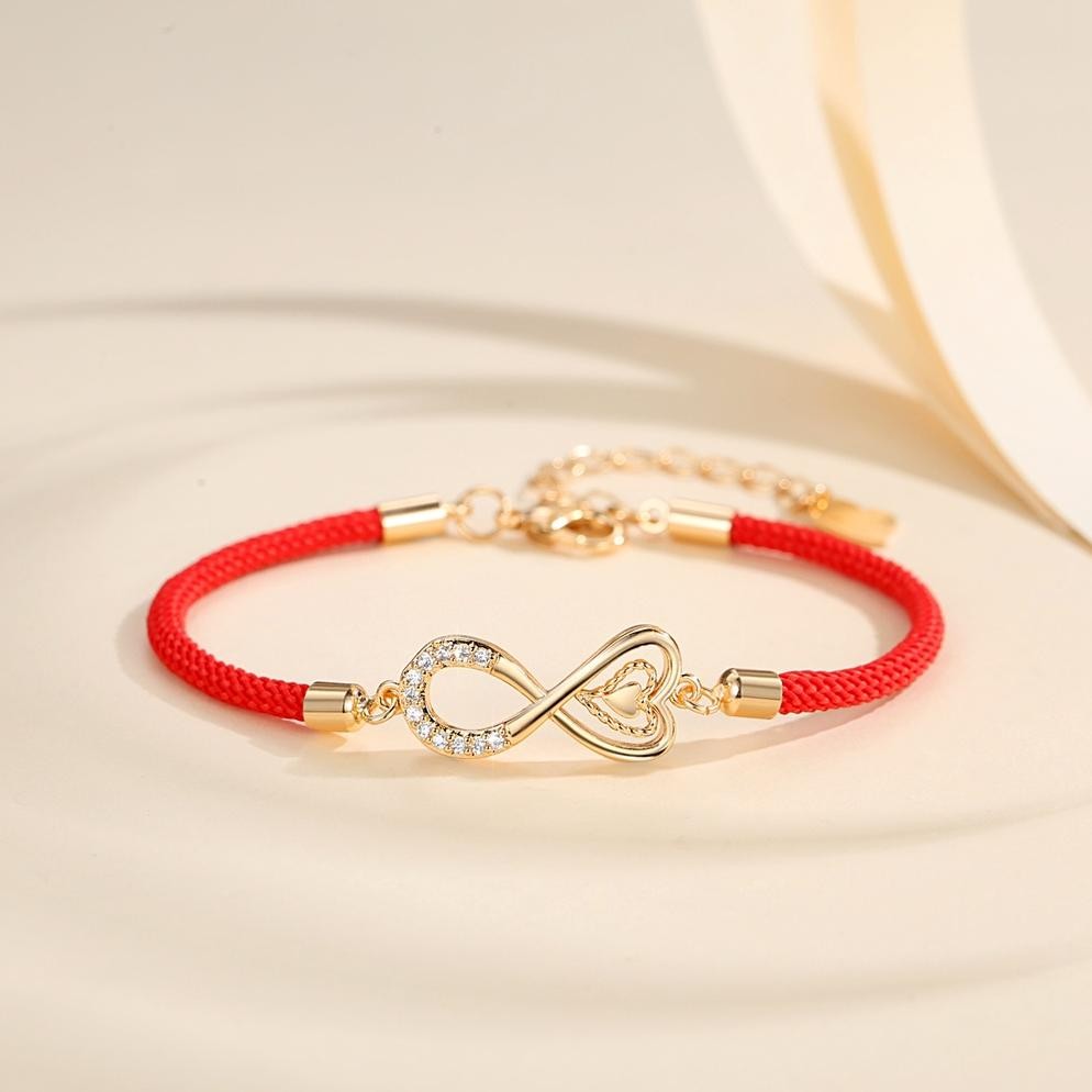 Ready_Stock_Cod Lanme Jewelry Gelang Tali Wanita Emas Kristal Anti Karat Wanita Korea Gelang Emas Ra