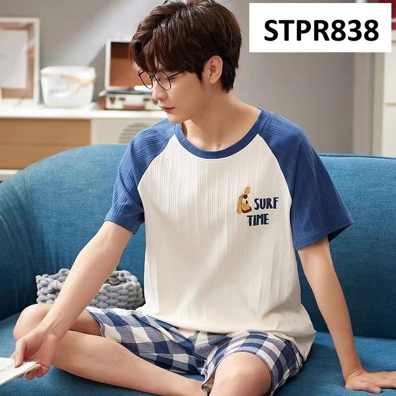 Promo.. Baju Tidur Pria Baju Santai Pria Lengan Pendek Celana Pendek Motif Kartun Menarik Ta-127