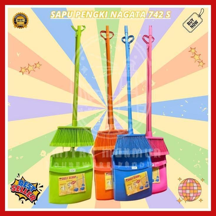 [Cod] Paket Sapu Lantai Pengki Otomatis Nagata 742 S / Sapu Nilon Nagata Bestseller