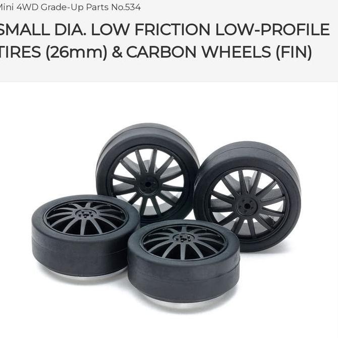 TAMIYA 15534 LOW FRICTION PROFILE TIRES (26MM) & CARBON WHEELS (PIN)