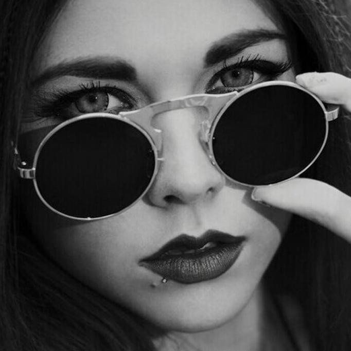 Kacamata Hitam Round Vintage Steampunk Bulat Kaca Mata AOFLY