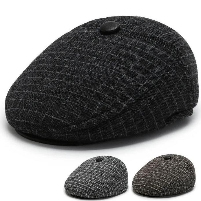 topi pria musim gugur musim dingin topi dengan tutup telinga