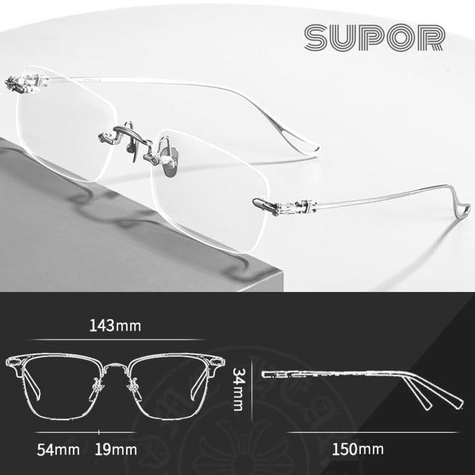 FL19 Frame kacamata Titanium Original Pria Wanita Rimless minus Elegan