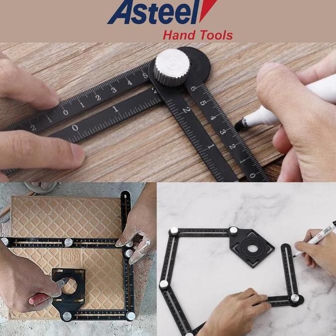 

ASTEEL Penggaris keramik lipat 6 sudut siku anti karat multifungisi alumunium alloy best quality