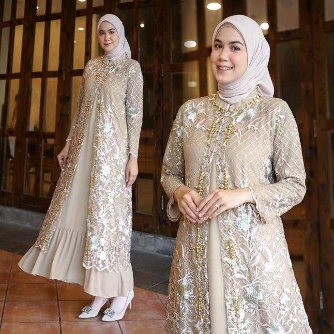 viral gamis outer best seller quality gaun pesta mewah (( free hijab )) gamis Payet exclusive- gamis