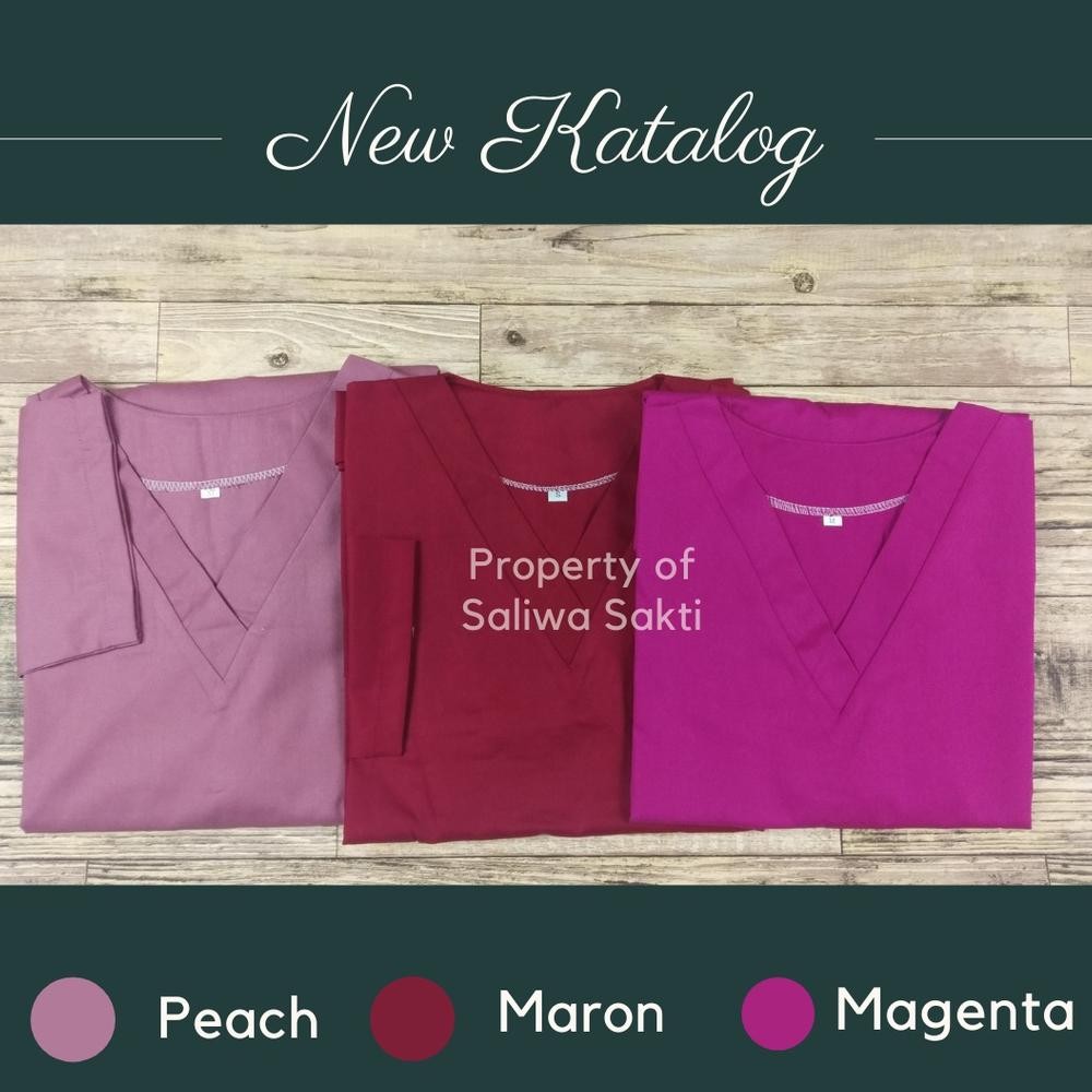 Baju Ok Medis | Warna Peach | Warna Merah Maroon | Warna Pink Magenta Baju Oka Medis Lengan Panjang 