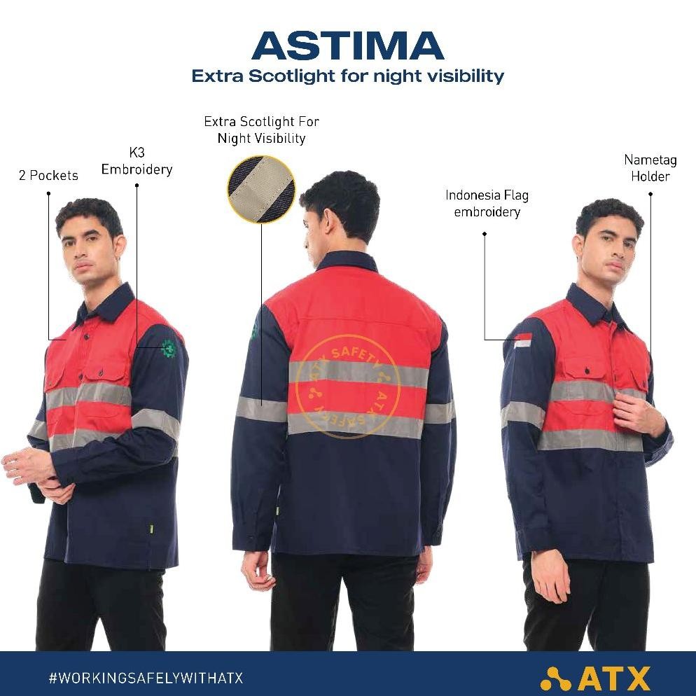 Wearpack Safety Baju Kerja Lengan Panjang Kombinasi Merk Atx