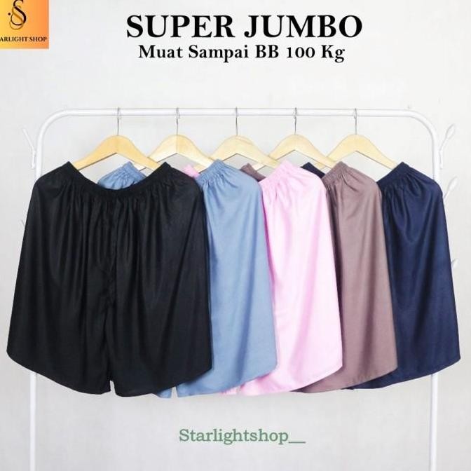 Dr142>> Celana Pendek Wanita Super Jumbo Motif Polos / Celana Pendek Wanita Selutut