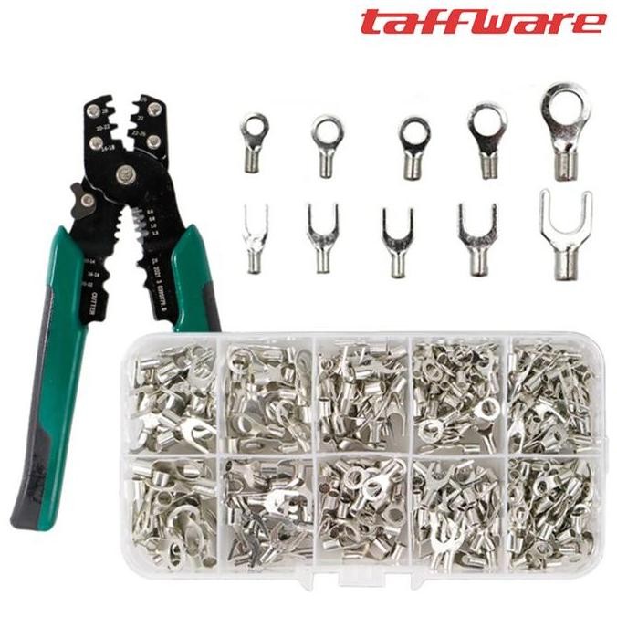 Skun Kabel Bulat Y Garpu Set 320PCS Terminal Wire Connector Kit dengan Tang Crimping Besi Penjepit K