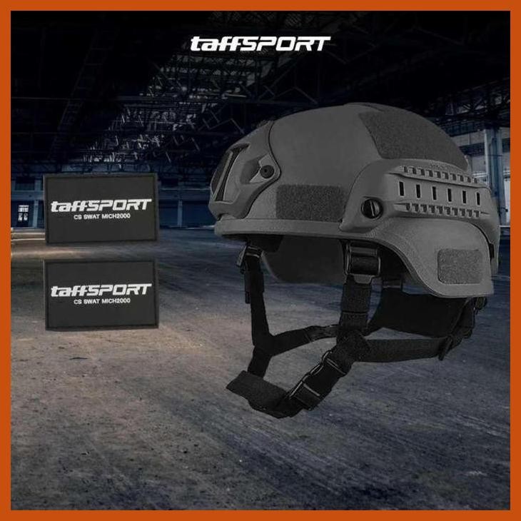 TAFFSPORT HELM TACTICAL AIRSOFT GUN PAINTBALL CS SWAT HELMET MICH2000 AIRSOFTGUN RESMI PERBAKIN HAND